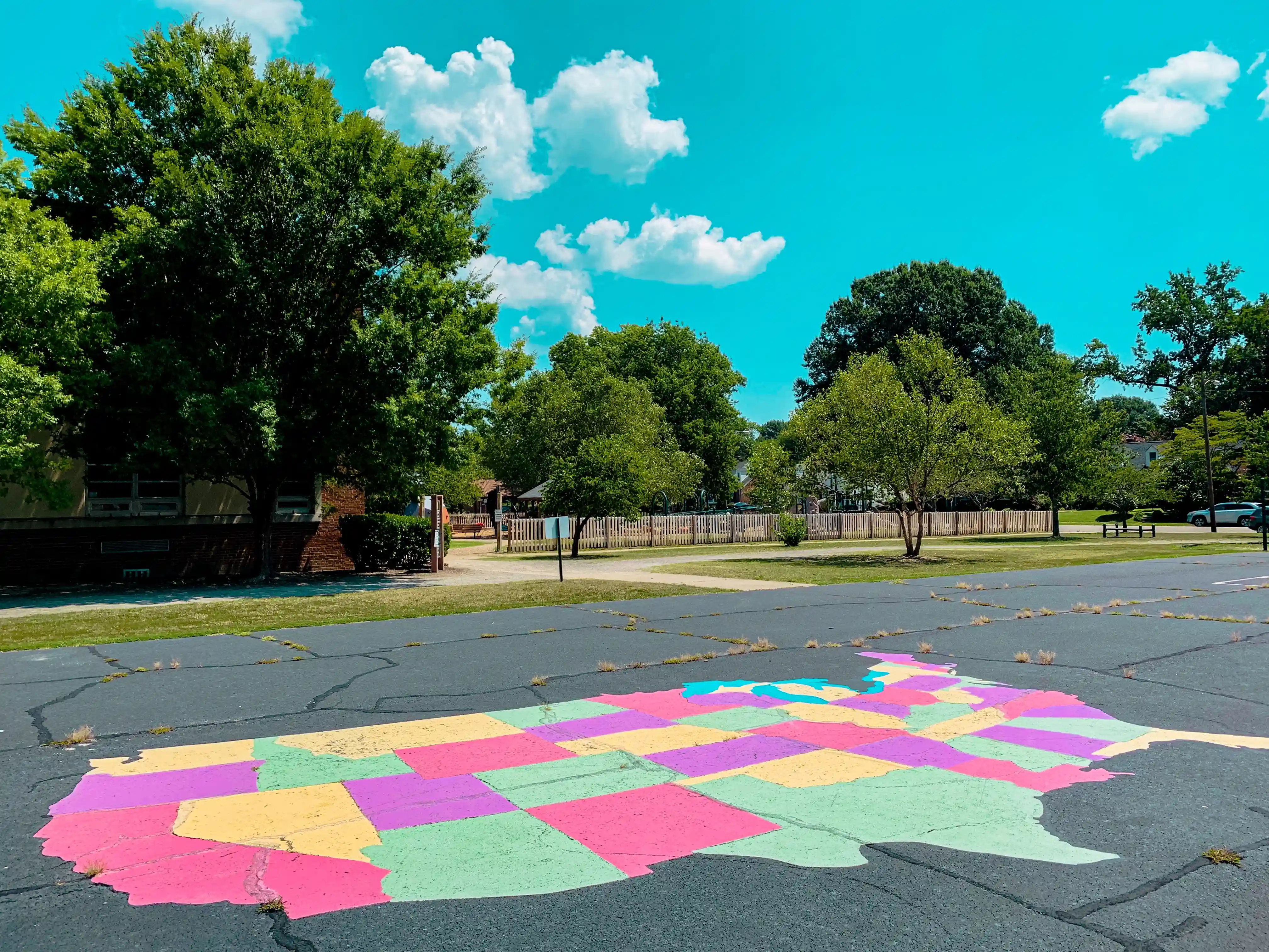 United States Map with trees in background